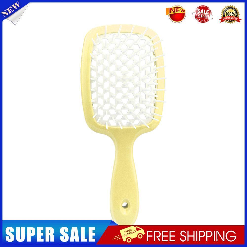 Hollow Detangling Hairdressing Comb Wet Dry Hair Scalp Plate Combs (Yellow)