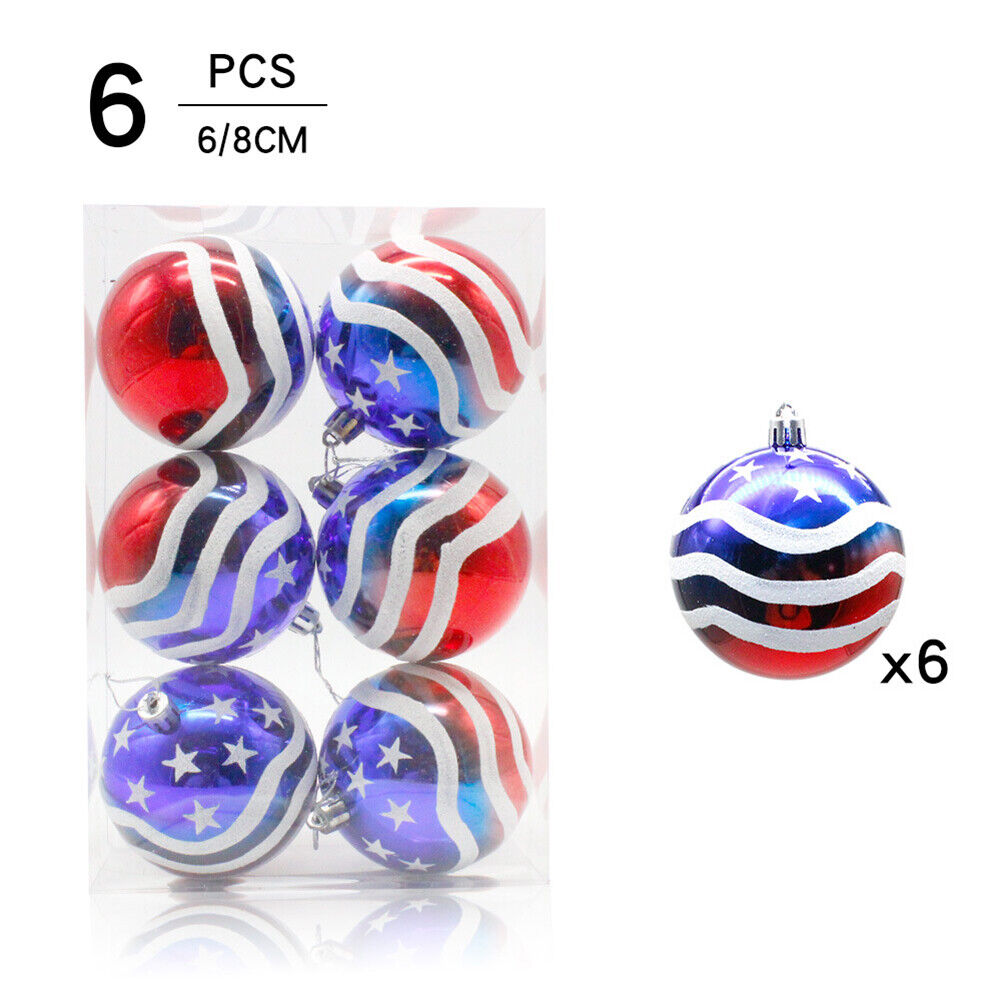 6pcs Independence Day Ball Hanging Ornament Christmas Party Home Decoration