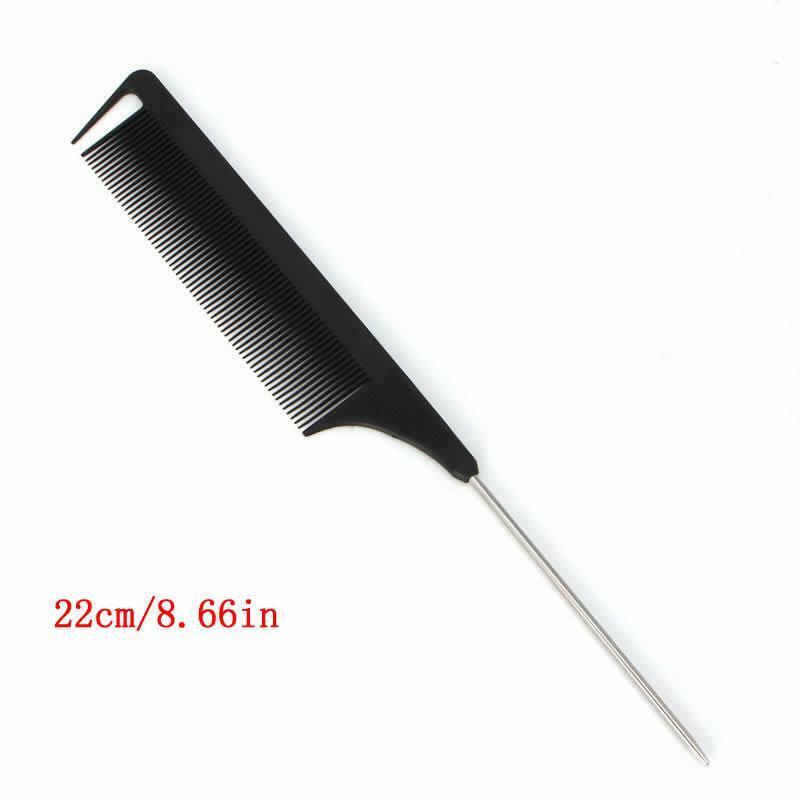 Pro Black Fine-tooth Metal Pin Hairdressing Hair Style Rat Tail Comb Brush Hot