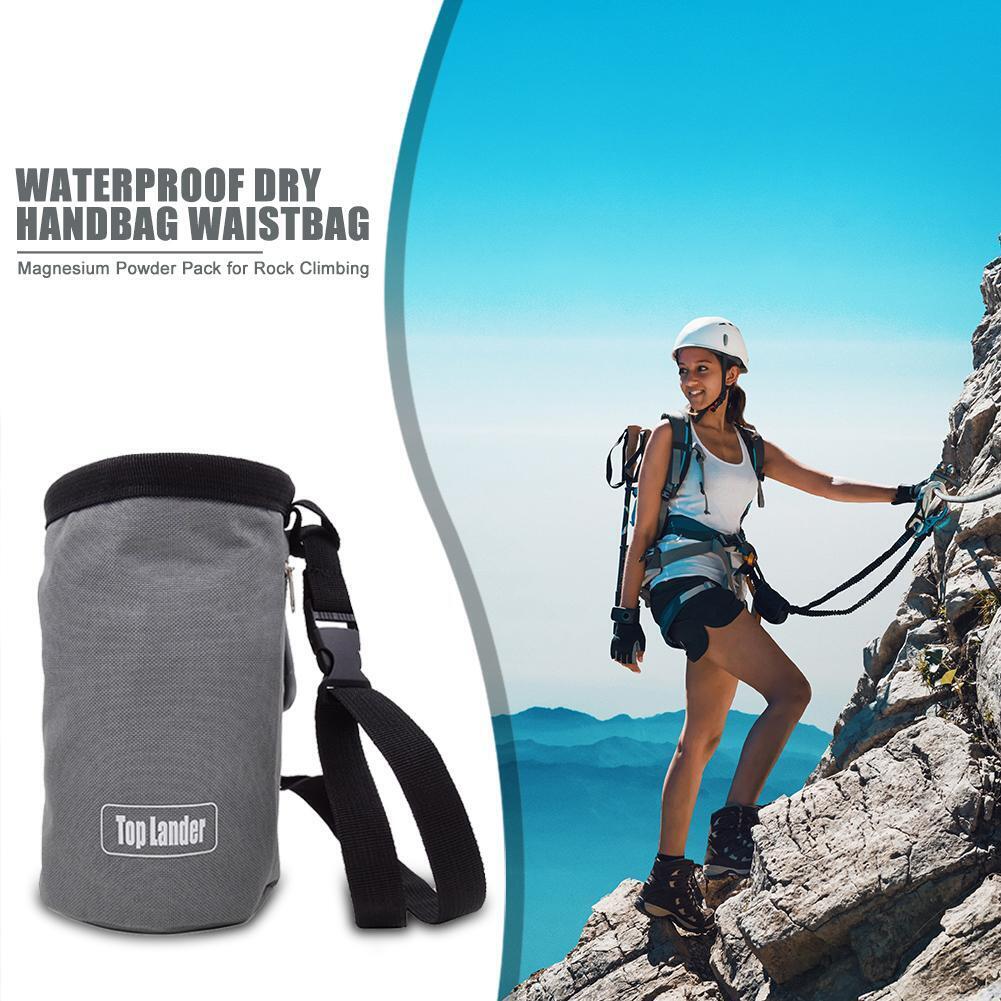 Climbing Chalk Bag Non-slip Adjustable Magnesium Powder Storage Pouch Grey