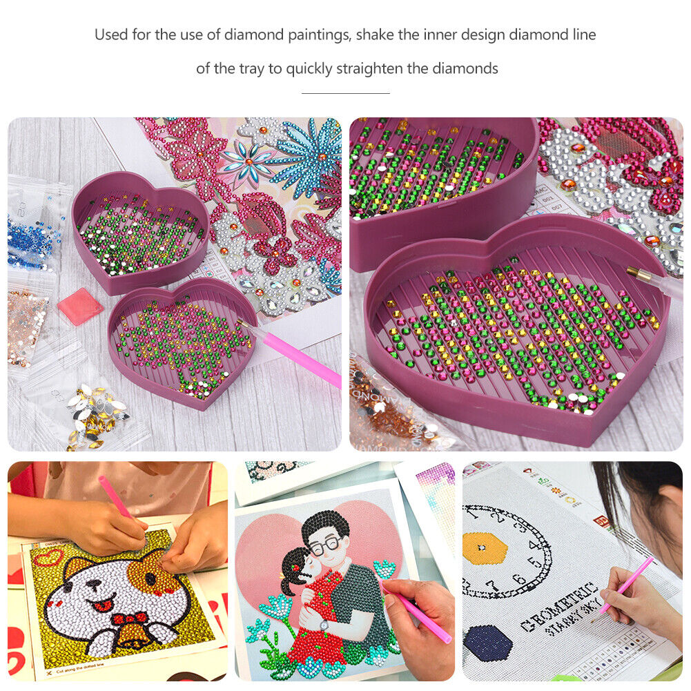 Diamond Painting Tray Plastic Heart Shape Drill Plate 7x7cm (Light Purple)