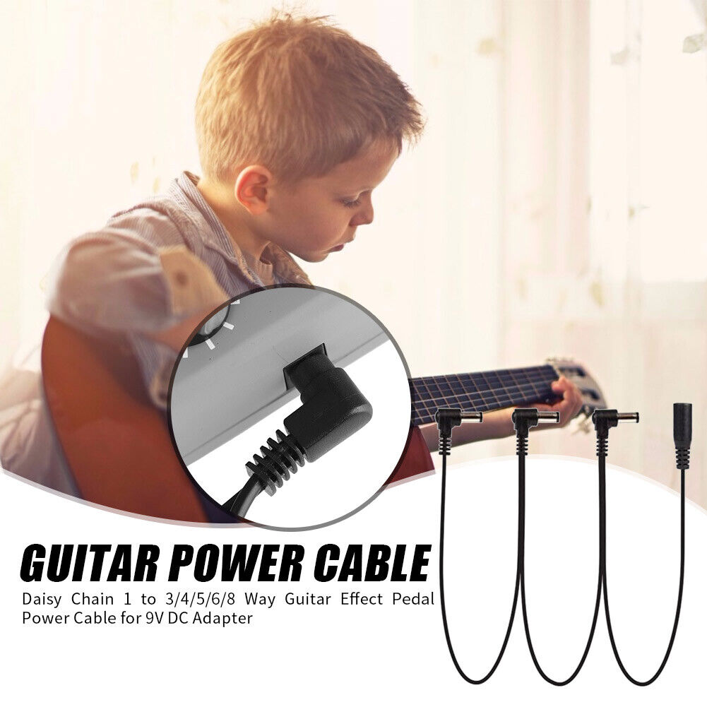 Daisy Chain Guitar Effect Pedal Power Supply Cable Wire Black (1 to 3 Way)
