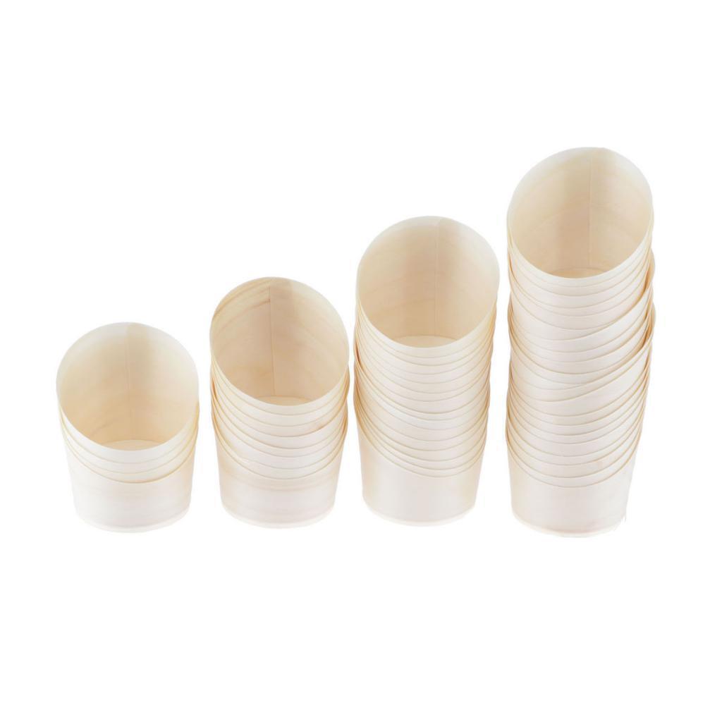 50-Pack Mini Disposable Wood Oblique Mouth Cups Party Tableware Supplies