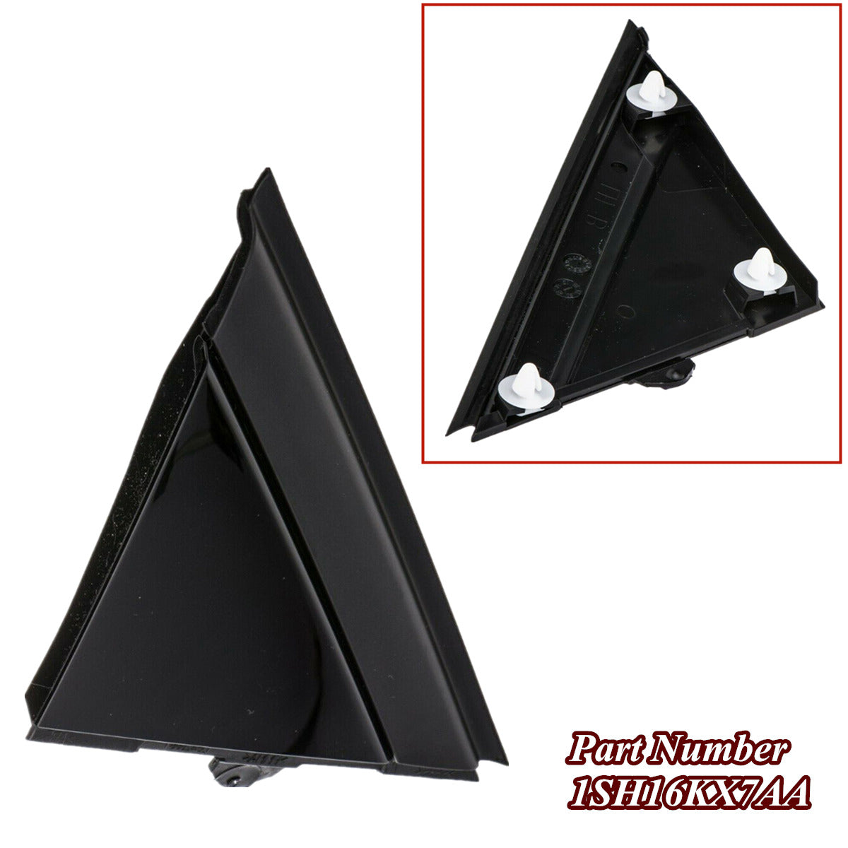 For Fiat 500 2012-2017 Right Door Mirror Flag Triangle Cover Molding Gloss Black