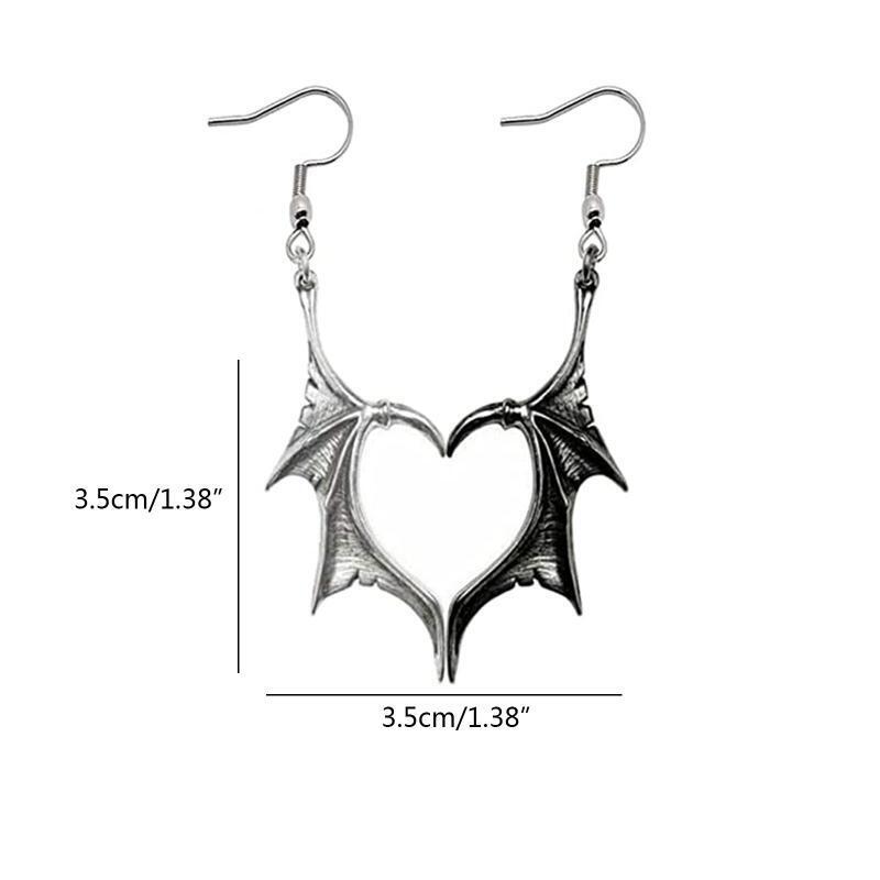 Matching Love Heart Earrings Dragon Wing Earrings Cool Gothic Earrings for Women