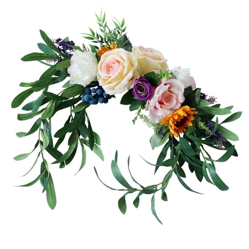 Romantic Simulation Leaves Silk Flower Wall Door Chair Back Hanging Decor