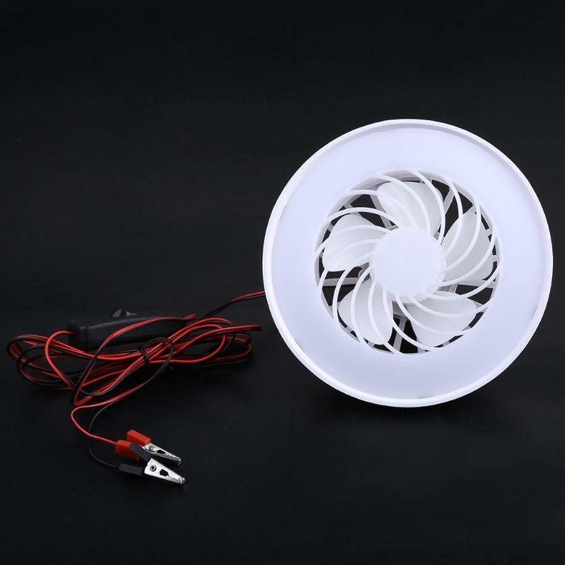 12V Ceiling Fan with LED Lamp Hanging Camping Tent Fan for Outdoor Hiking Home