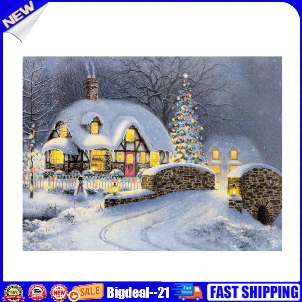Christmas Night Snow 5D Diamond DIY Painting Craft Kit Home Wall  Decor