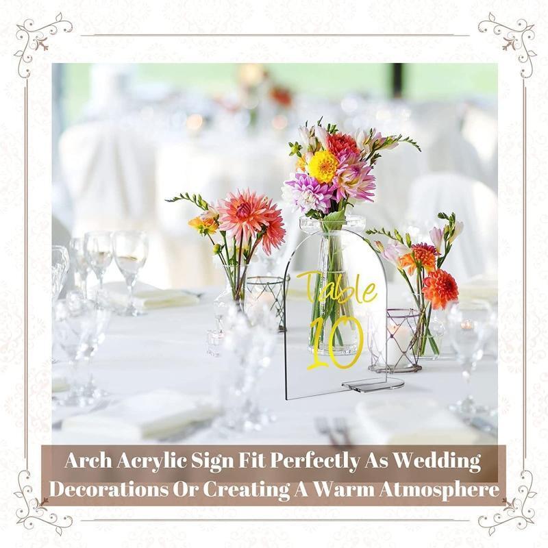 5pcs DIY Acrylic Arch Table Number Clear Acrylic Sign with Stand for Party Decor