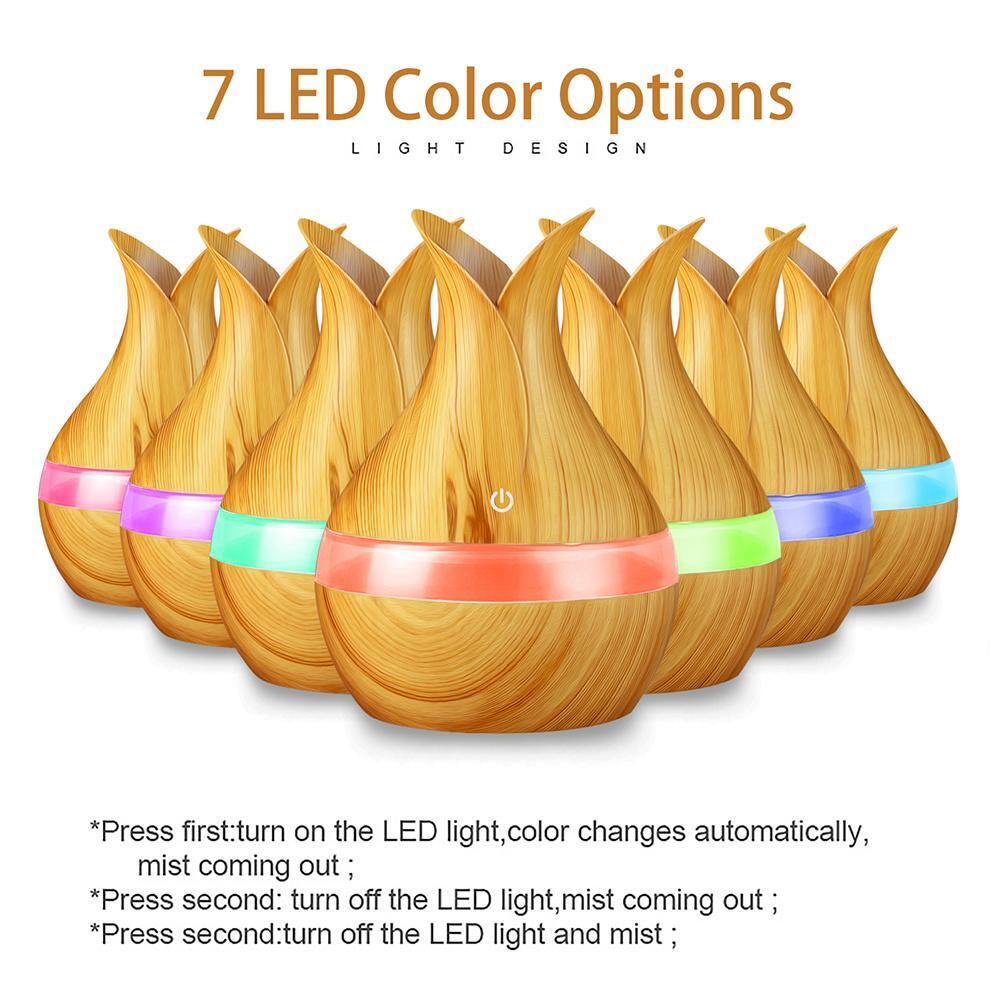 300mL Wood Grain Aroma Essential Oil Diffuser Air Humidifier (Light Brown)