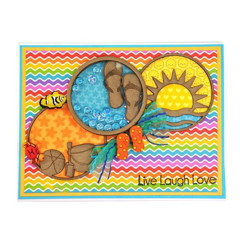 Summer Beach Sun Set Shaker Cutting Dies Stencil Scrapbooking DIY Album