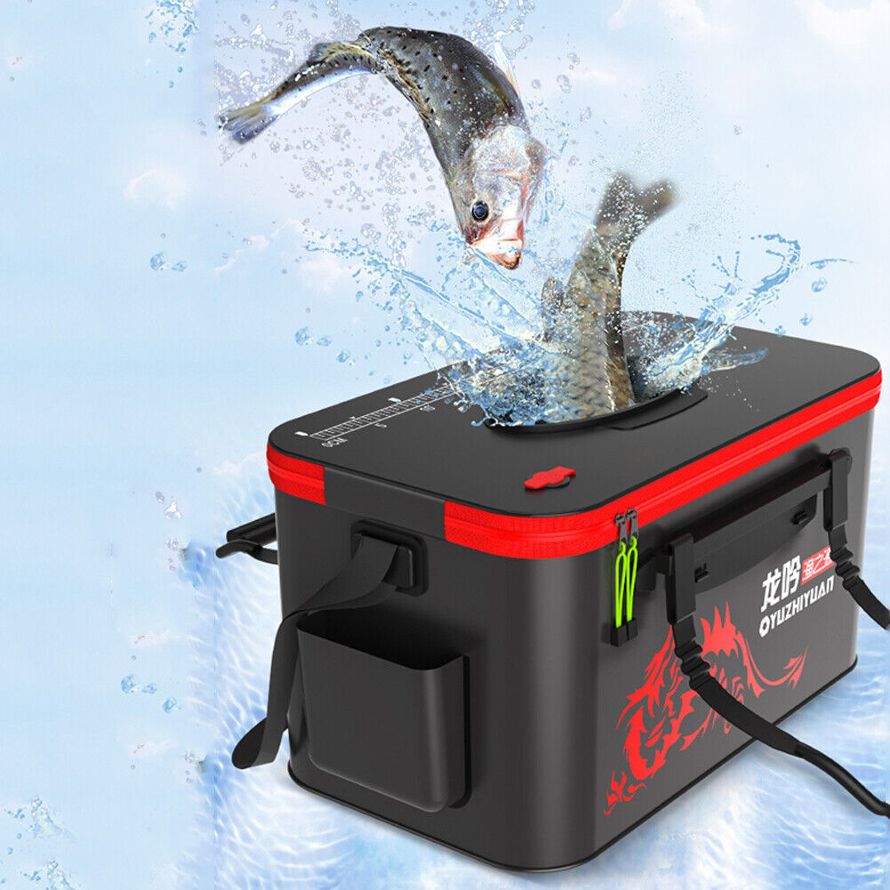 Portable Fishing Bucket Live Fish Box Camping Hike Water Container (40cm)
