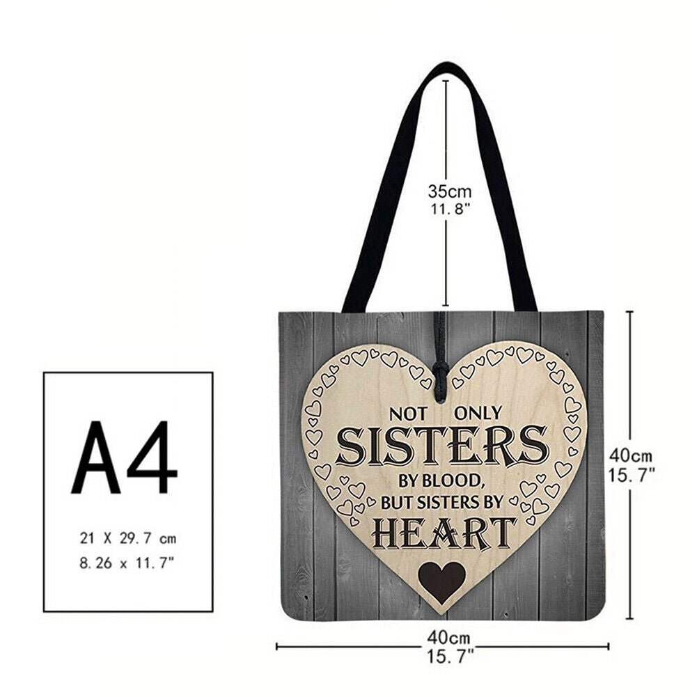 Sisters love letters Printed Shoulder Shopping Casual Large Tote Handbag