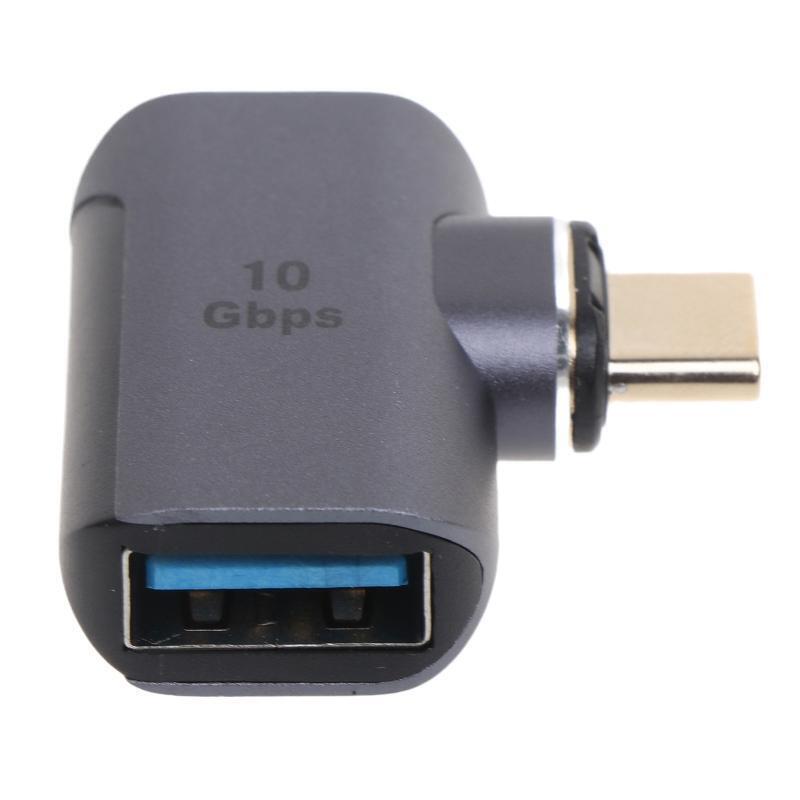 Magnetic Mini Metal Adapter 90 Degree USB C Male to USB 3.0 Female OTG Adapter
