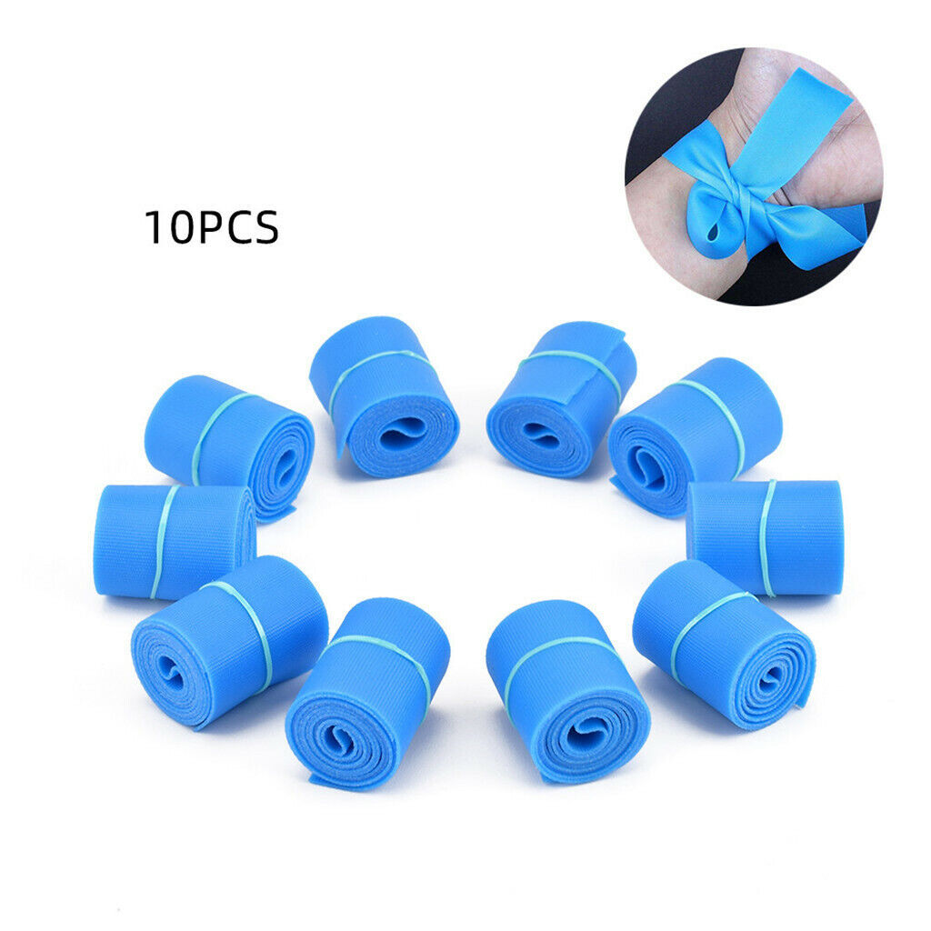 10 Packs 1'' Paramedic Elastic Flexible Tourniquet First Aid Set for Hiking
