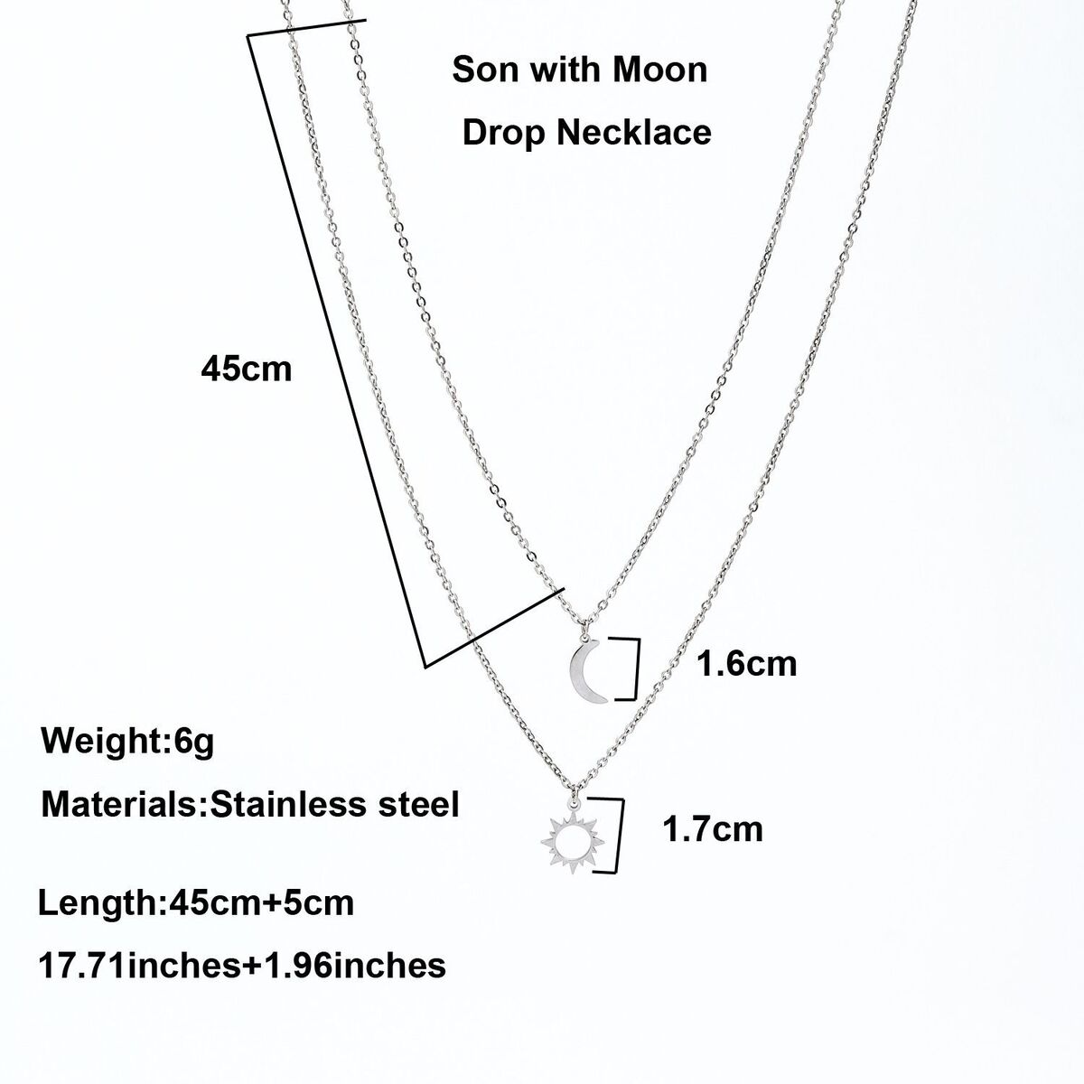 Day Gift Couple Pendant Clavicle Necklace Moon Sun Necklace Family Jewelry