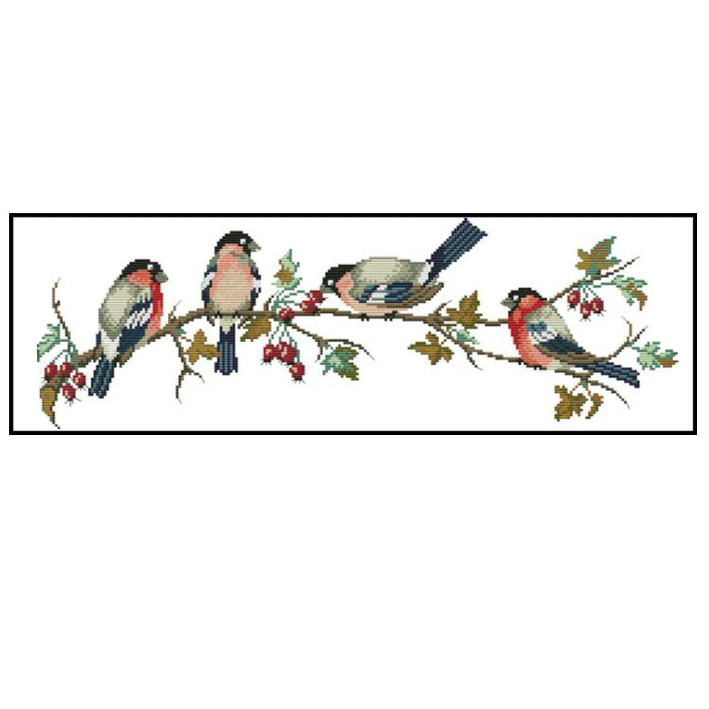 11CT Full Cross Stitch Bullfinch Stamped DIY Animal Printed Wall Art Crafts