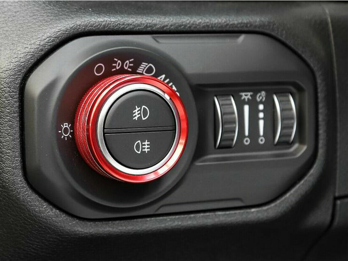 Red Aluminum Headlight Switch Ring Cover Fit For Jeep Gladiator 2020