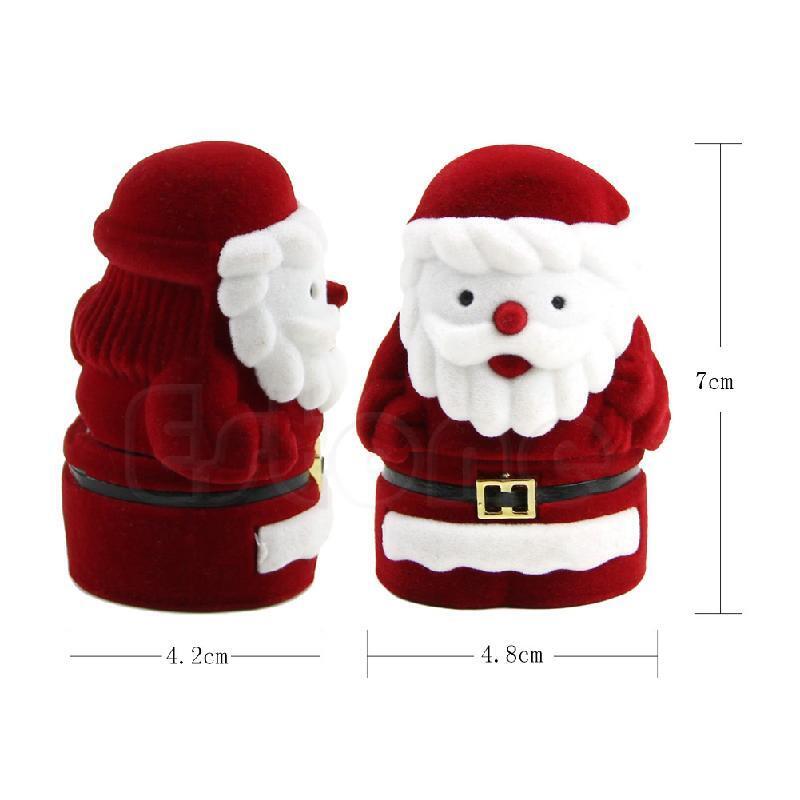 Sweet Santa Claus Ring Earring Ear Stud Storage Case Jewellery Container Box Red
