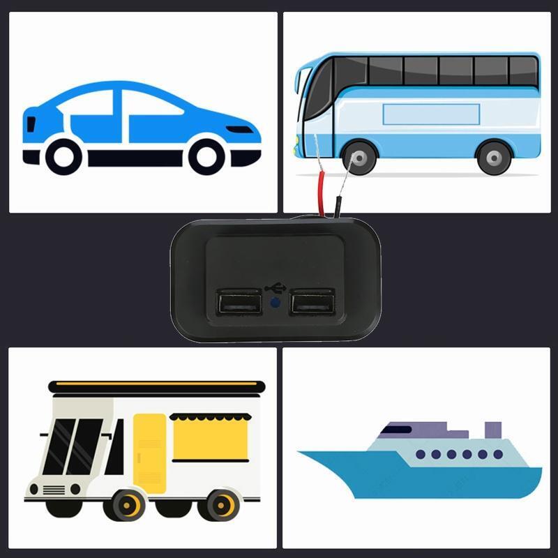 Camper RV Truck Dual USB Car Fast Charger Socket Power Outlet Waterproof 12V 24V