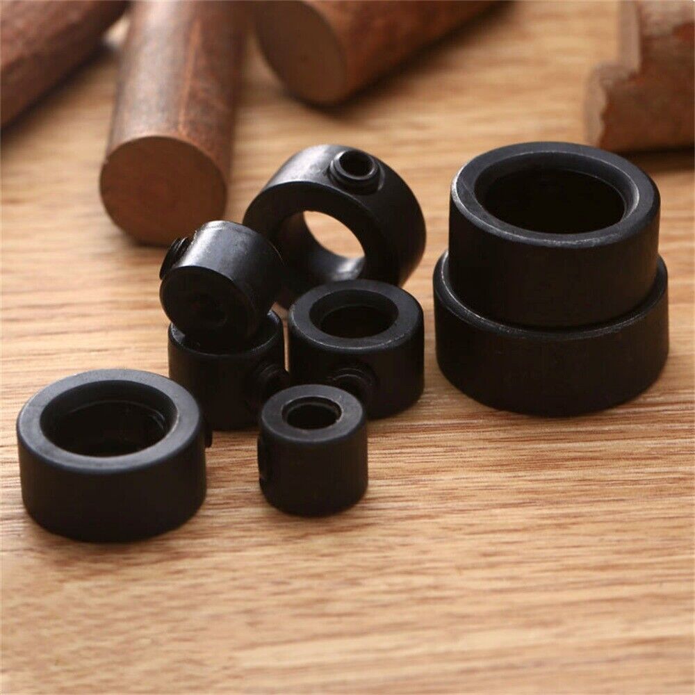 8x Woodworking Drill Bit Depth Stop Collar Ring Positioner & Wrench Carbon steel