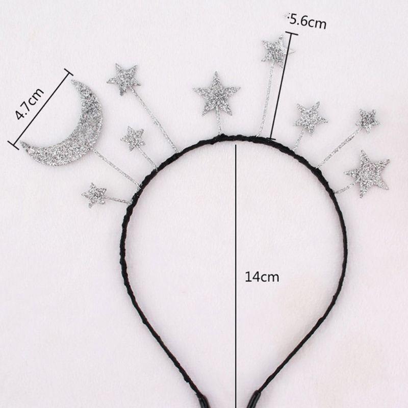 Princess Girl Halloween Party Crown Headband Glitter Powder Moon Star Charms