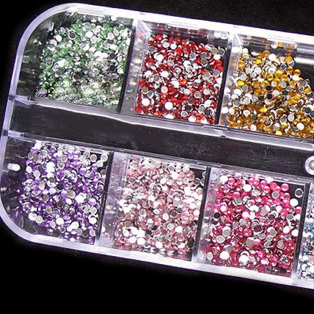 3600Pcs Women Glitter Manicure DIY Acrylic Tips Rhinestone Nail Art UV Gel
