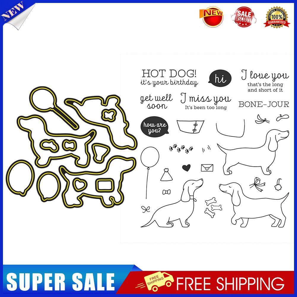 Paper Cut Card Dies Clear Silicone Seal Love Dog Happy Birthday Stencil (C)