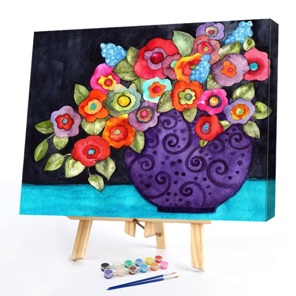 40x50cm Frameless Oil Paint By Numbers DIY Vase Painted Canvas Picture