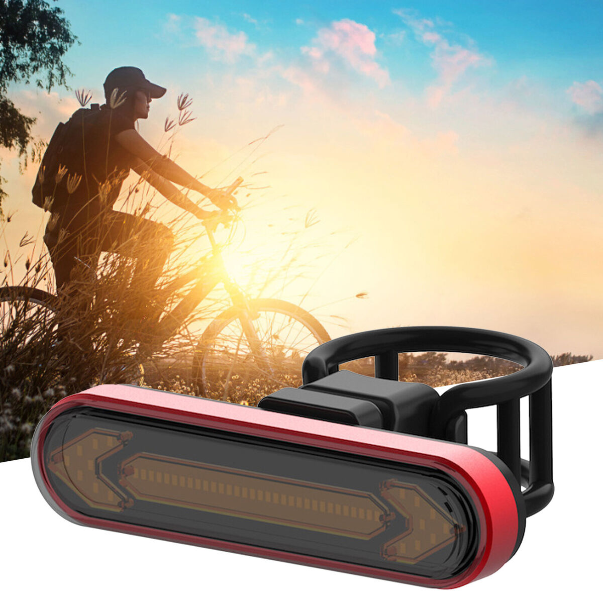 Bicycle Turn Signal Taillight Rechargeable Remote Control Rear Light (Red)