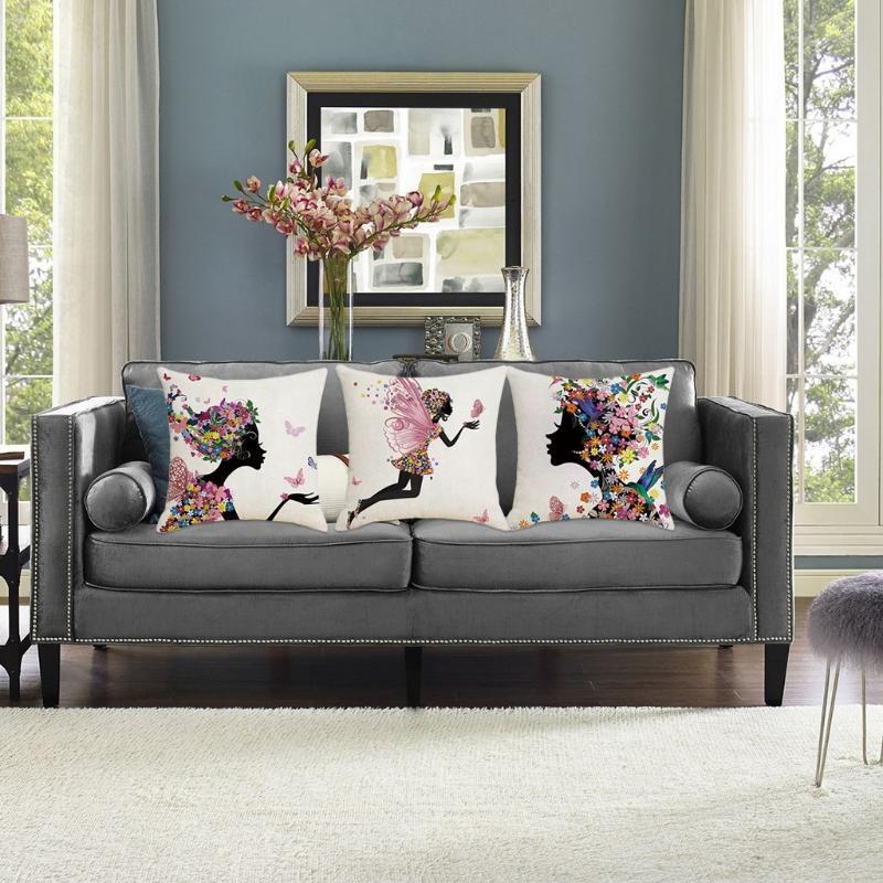 Set of 4 Spring Flower Decorative Throw Pillow Covers Cushion Cases 18 x 18 Inch