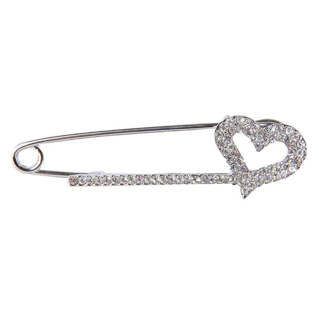 Crystal  Scarf Coat Gown Clip Collar Lapel Pin Heart