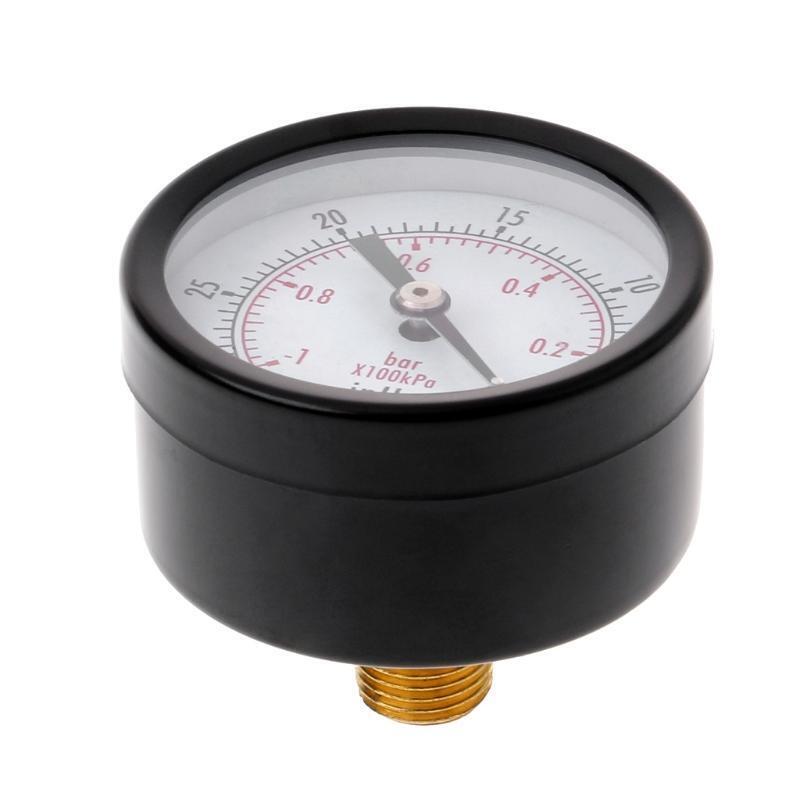 1/4" BSPT Thread Sturdy Vacuum Manometer 0~-30inHg 0~-1bar Double Scale Compact
