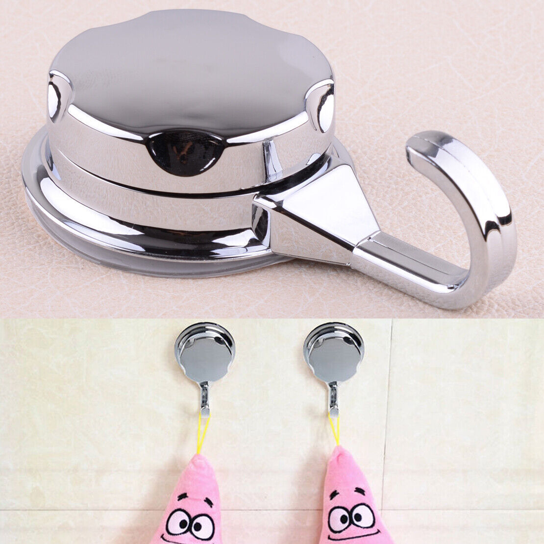 4pcs Chrome Vacuum Suction Cup Towel Hooks Holder Wall Hanger Self Adhesive Li