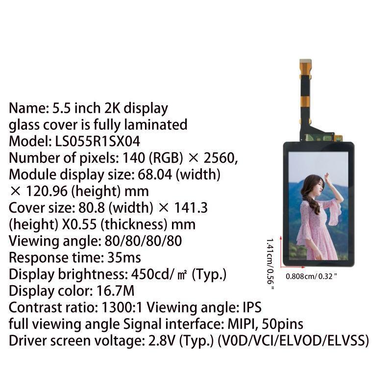 1440x2560 Resolution 5.5Inches LCD Screen Remove Backlight for Sharp LS055R1SX04