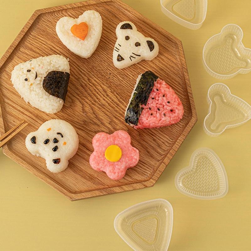 6 Pieces PP Sushi Moulds Press Rice Ball Making Reusable Easy to Operation