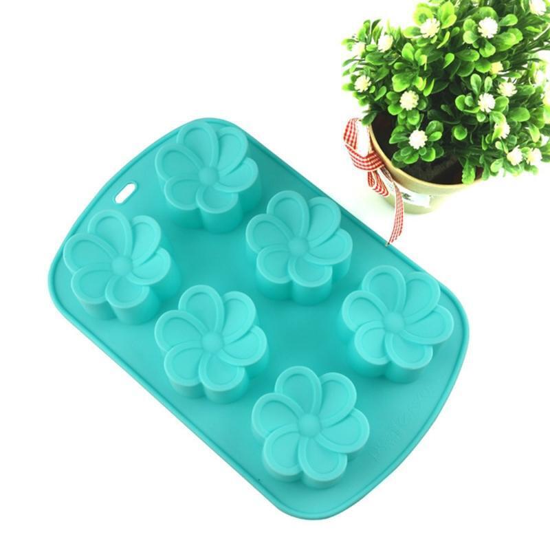 6 Cavities Silicone Material Plum Flowers Shapes Cake Moulds Candy Fondant Molds