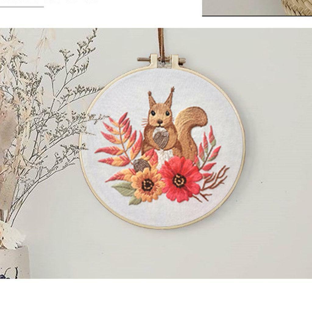 Embroidery Kit Pre-printed Complete Cross Stitch Cloth Hoop Needles Kits