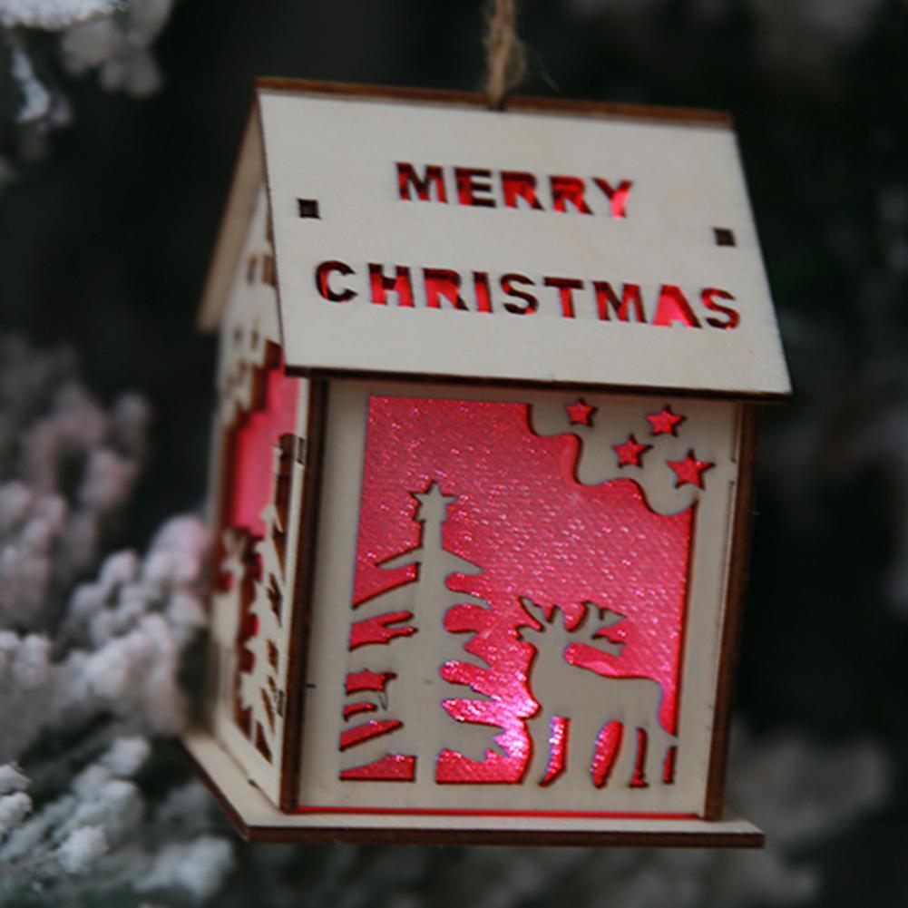 Cute Mini Wood Hollow House Christmas Light Tree Hanging Decor (Deer)