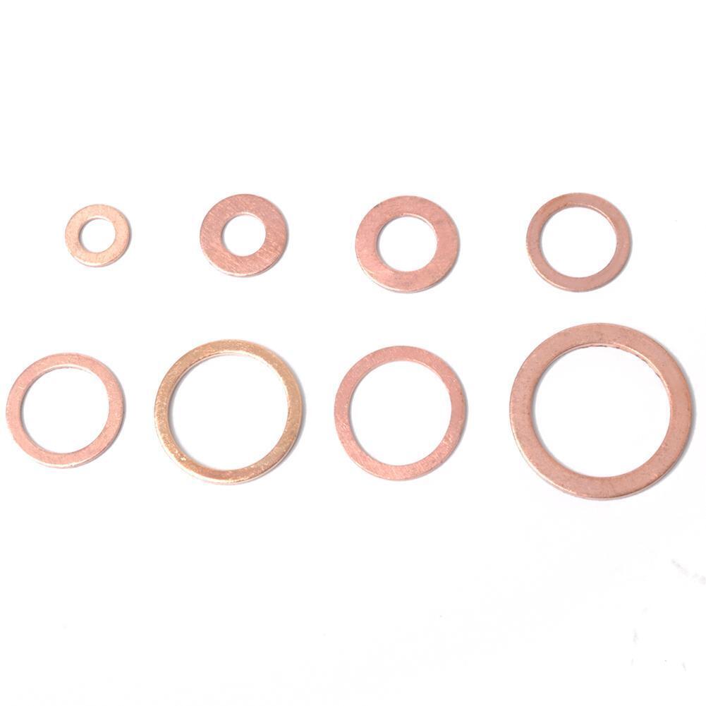 80pcs Assorted Copper Washer Set Flat Ring Seal Assortment Kit with Box