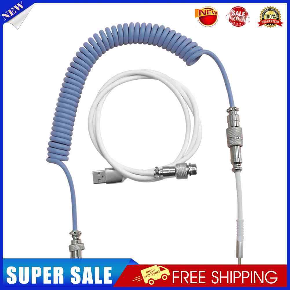 Ajazz AL60 Mechanical Keyboard Aviator Cable Coiled Type-C USB Wire (Blue)