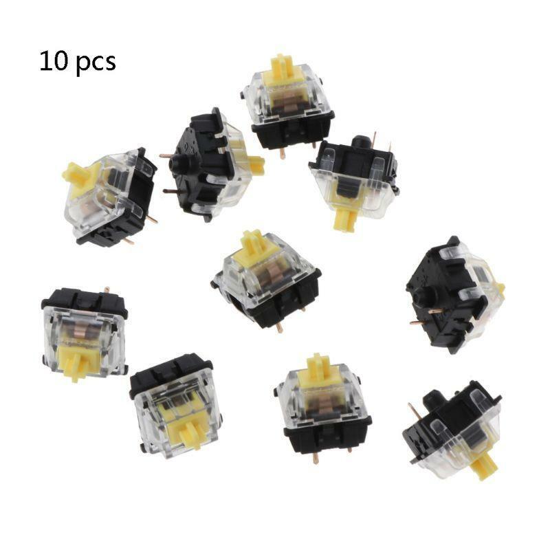 10Pcs Mechanical Keyboard Gateron MX 3 Pin Yellow Switch Transparent Case