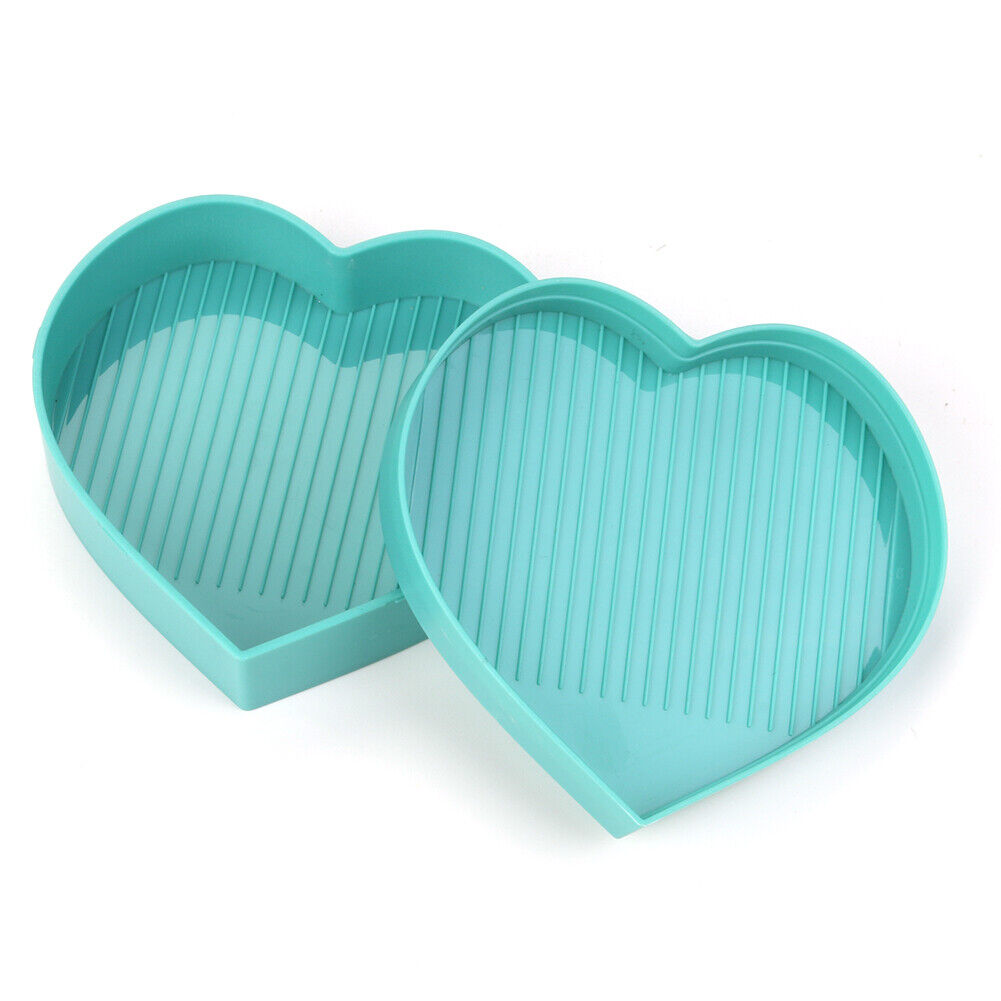 5D DIY Diamond Painting Tray Plastic Heart Shape Drill Plate (Sky Blue)