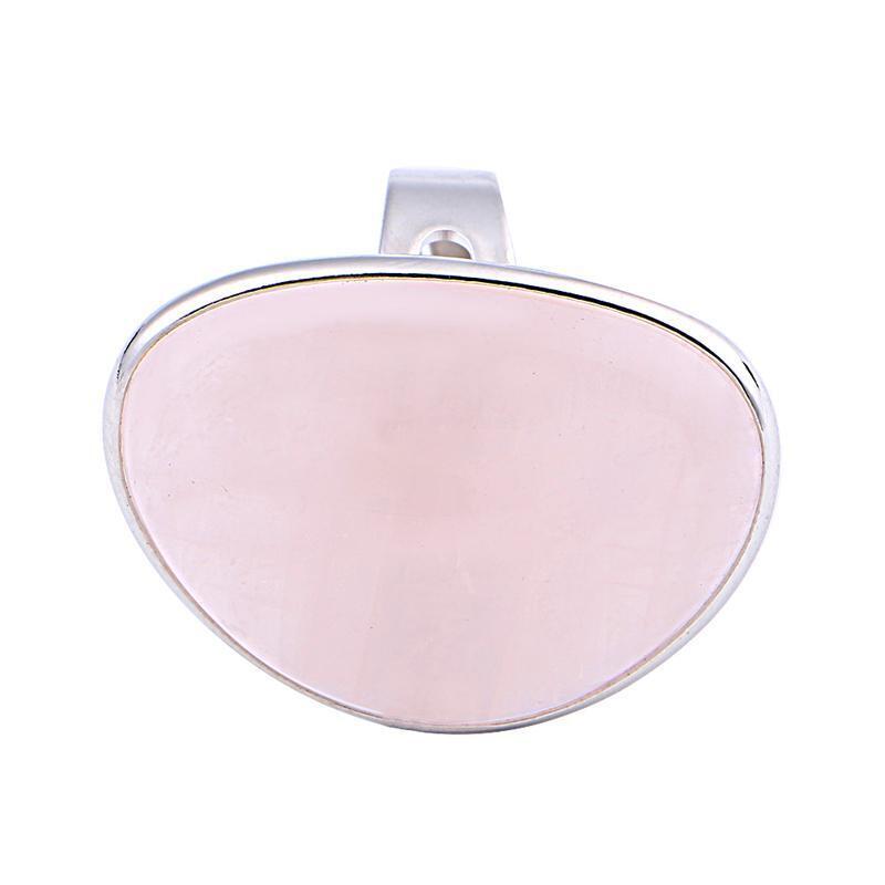 Cute Lady Rose Quartz Heart Love Adjustable Ring Jewelry 1.4x1.1"