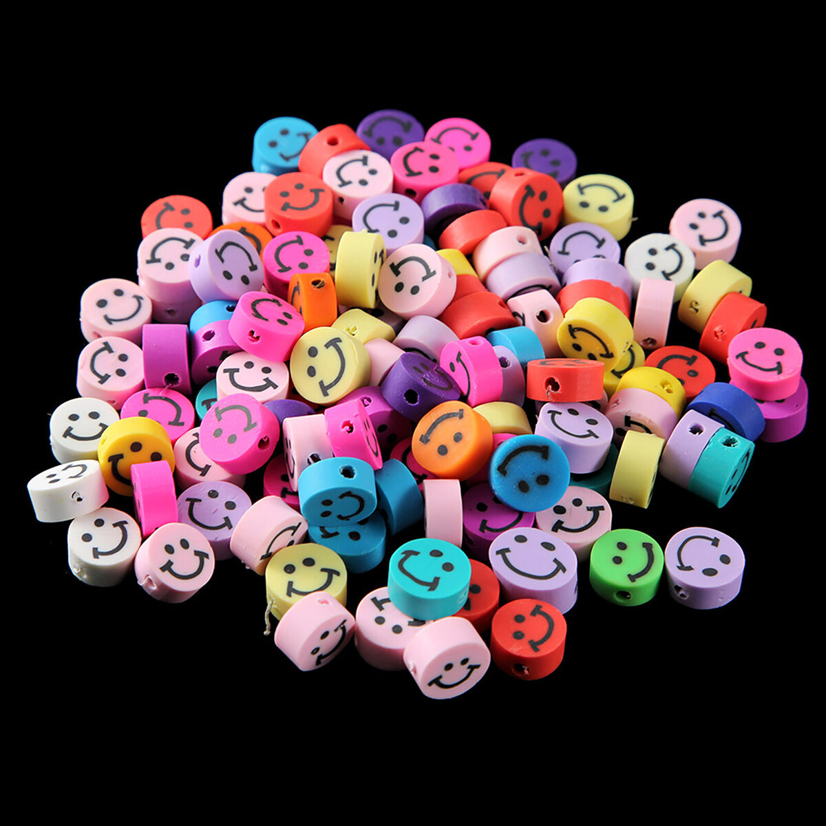 Smile Face Beads-Round Polymer Clay Beads DIY Jewelry Necklace Making Kit