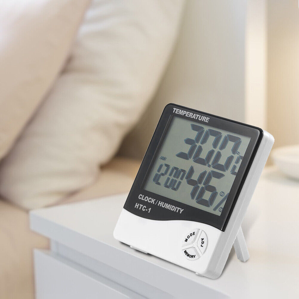 HTC-1 Large LCD Digital Indoor Hygrometer Room Thermometer with Alarm Clock