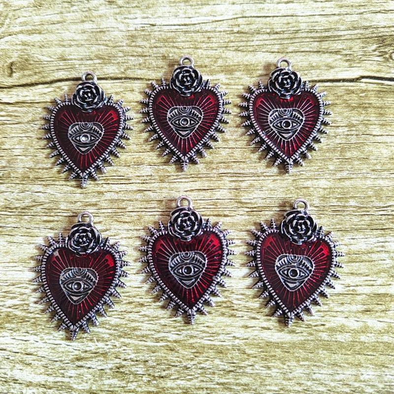 5x Heart Eye Gothic Pendant Alternative Steampunk Necklace Ornament DIY Jewelry