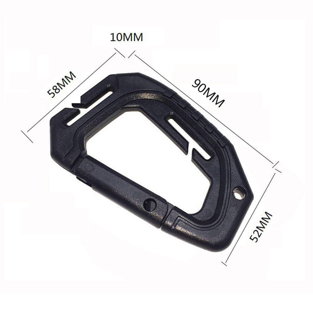 Carabiner Outdoor Camping Climbing Backpack Molle System D Buckle (Black)