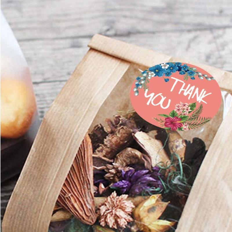 Lovely Flower Thank You Labels Sticky for DIY Card Wedding Baby Shower 500pack