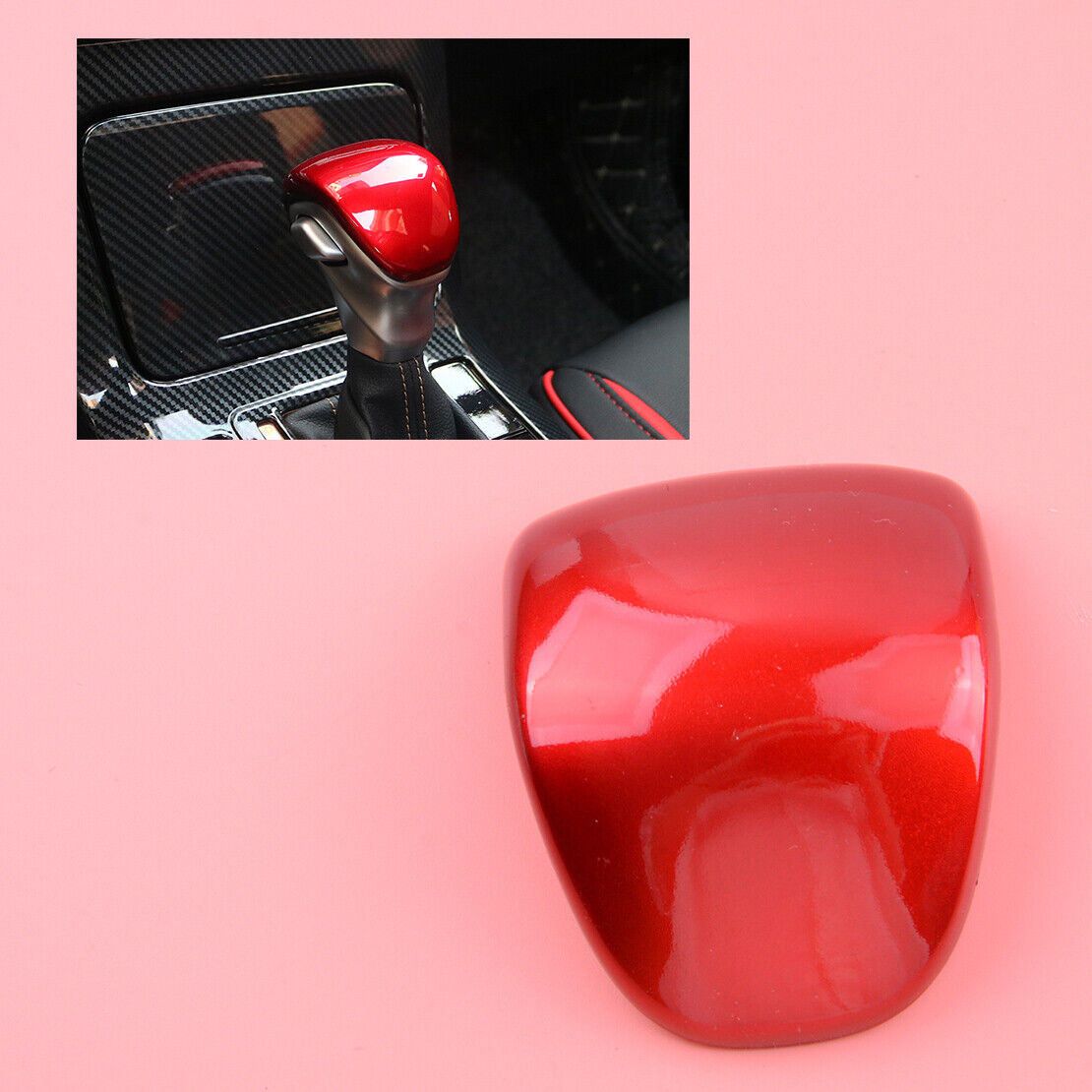 Red ABS Interior Gear Shift Knob Cover Trim Fit For Kia Soul 2020-2021
